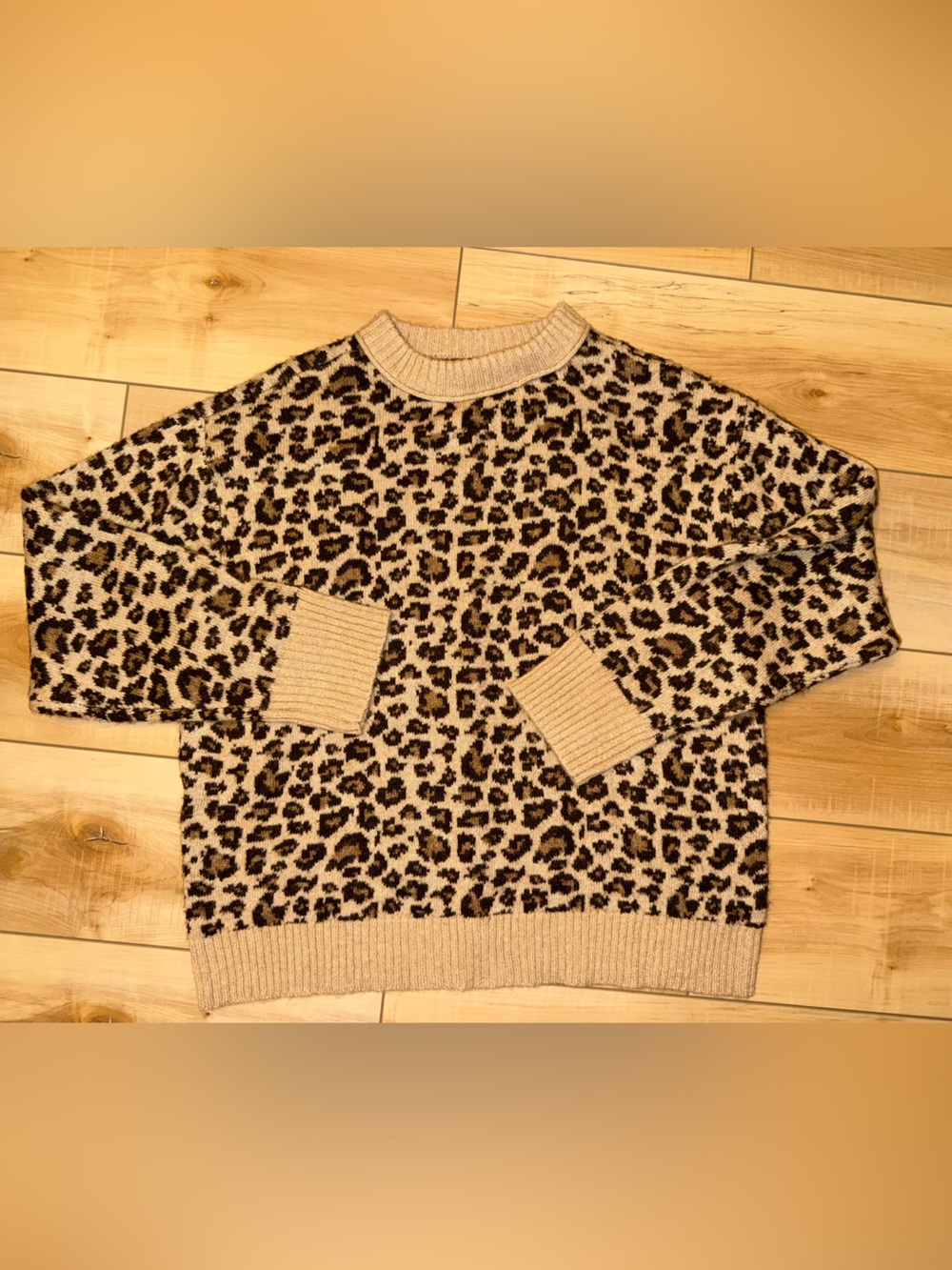 American Eagle Outfitters Leopard Print Sweater - Tan & Black
